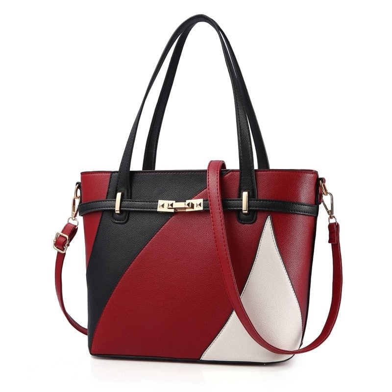 Luxury Geometric Patterned PU Leather Handbag