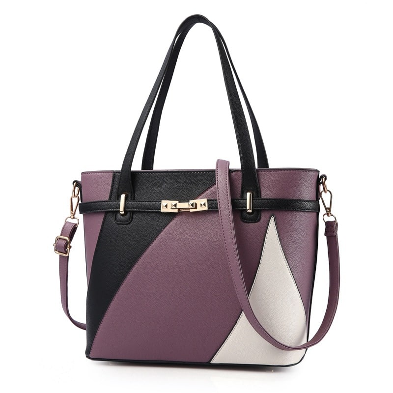 Luxury Geometric Patterned PU Leather Handbag