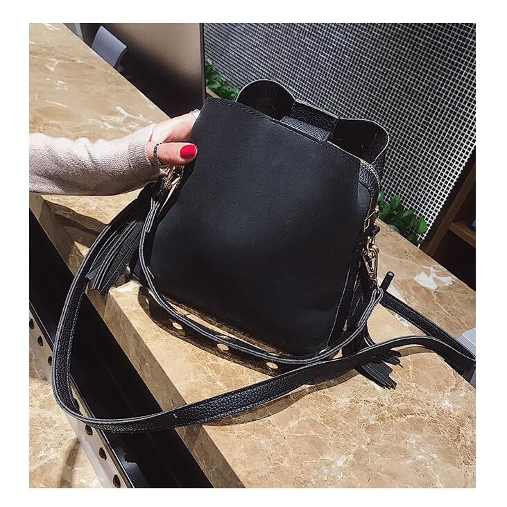 Bucket Shaped Tassel Messenger Bag