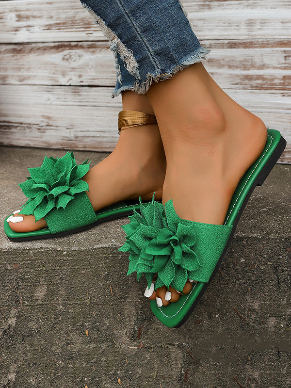 Flower Shape Open Toe Split-Joint Slippers Flat Shoes