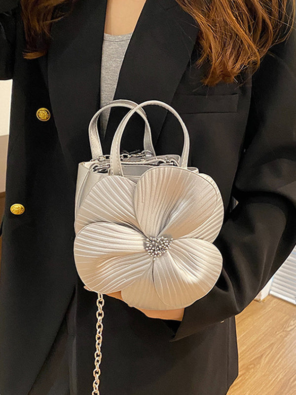 Flower Shape Pleated Split-Joint Tote Bags Handbags Crossbody Bags Bags