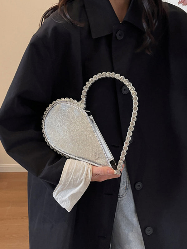 Heart Shape Shiny Split-Joint Handbags Bags Accessories Bags