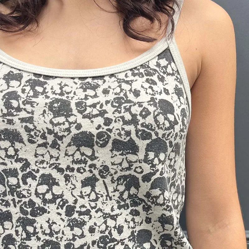 Vintage Harajuku Grunge Skeleton Print Crop Top