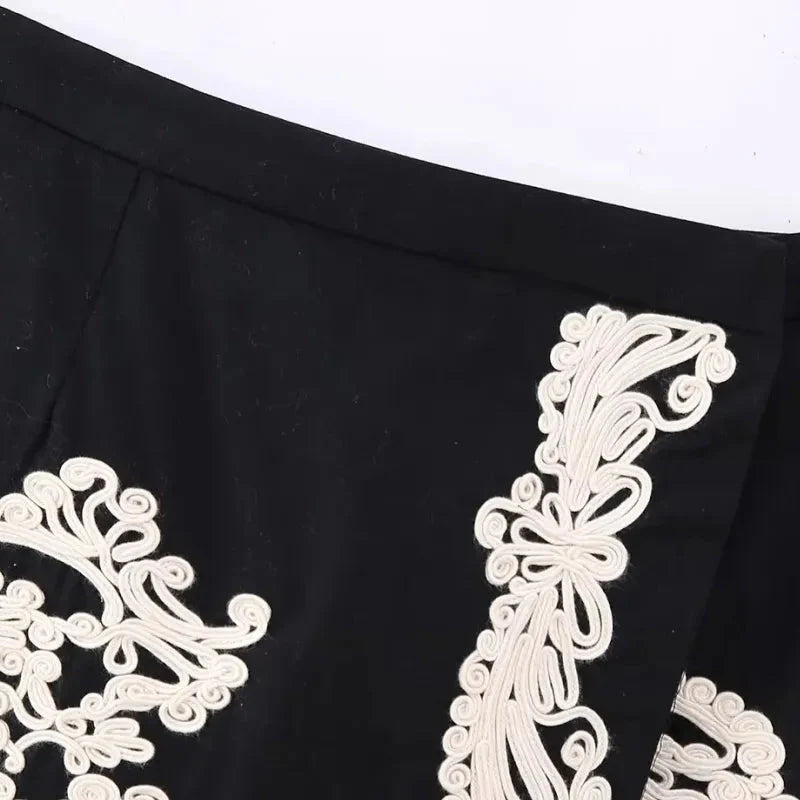 Alexia Embroidery Wrap Mini Skirt