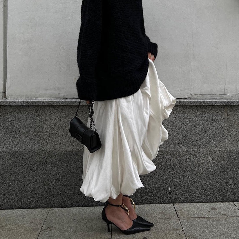 Alexine Valance Hem Flare Satin Skirts - 3 Colors