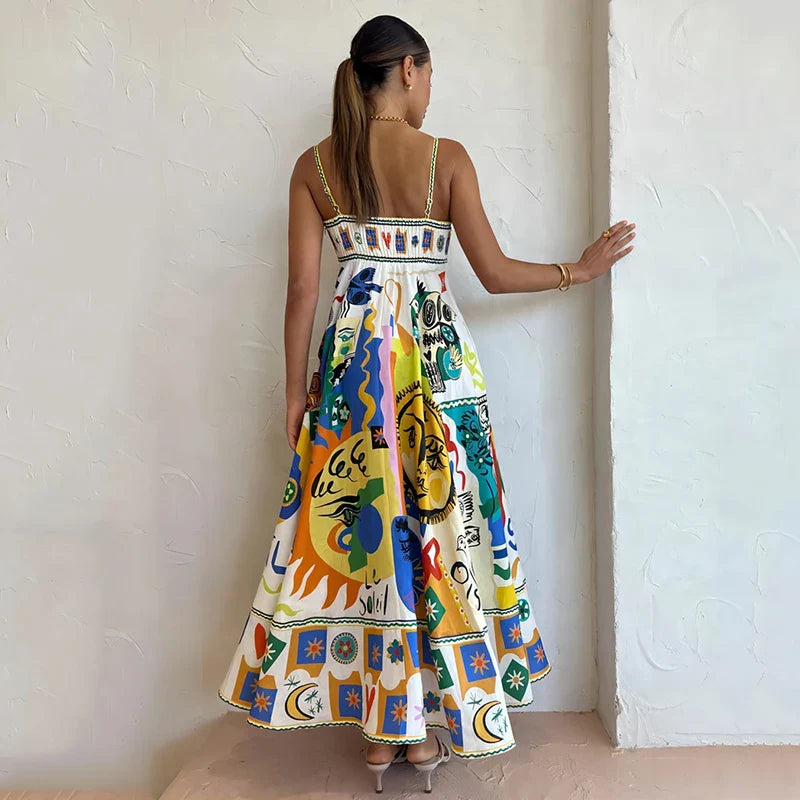 Alobee Women's Backless A-line Boho Dress