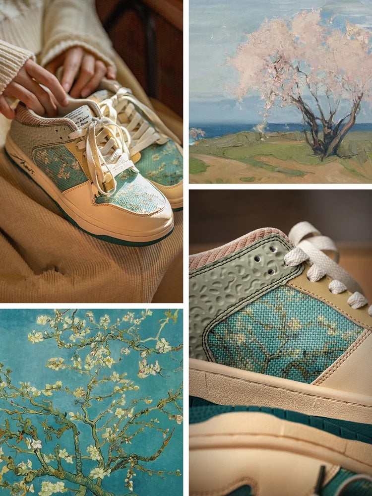 Andrew Oil Paints Cherry Blossoms Print Unisex Sneakers