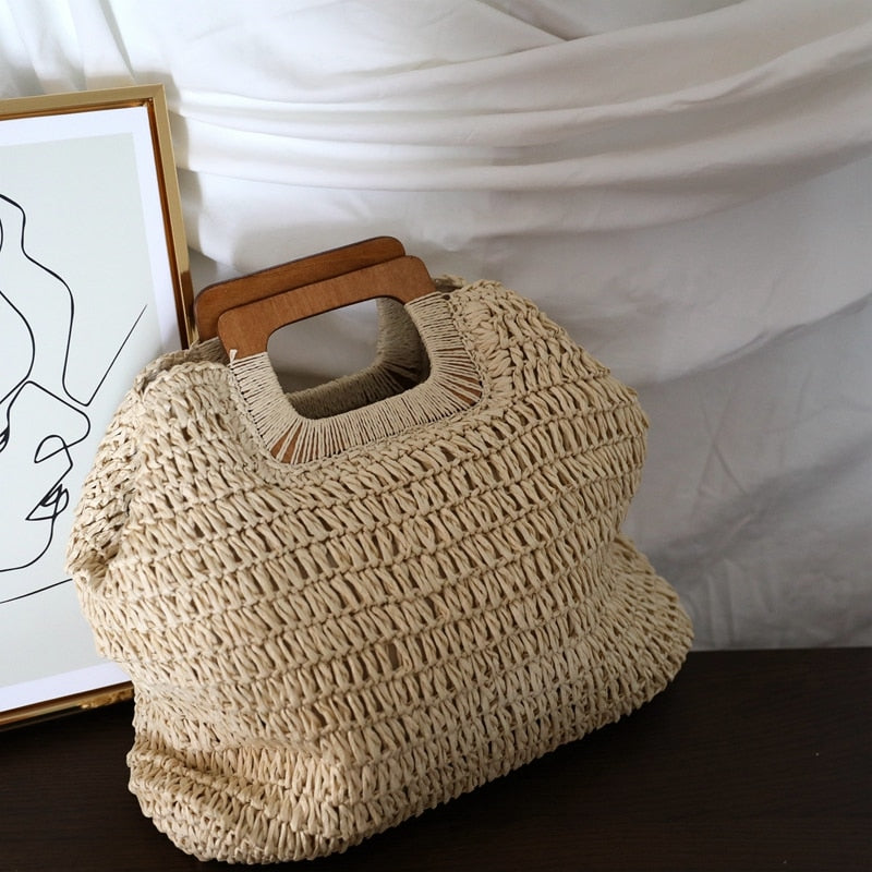 Annabelle Square Straw Shopper Bags - 2 Colors