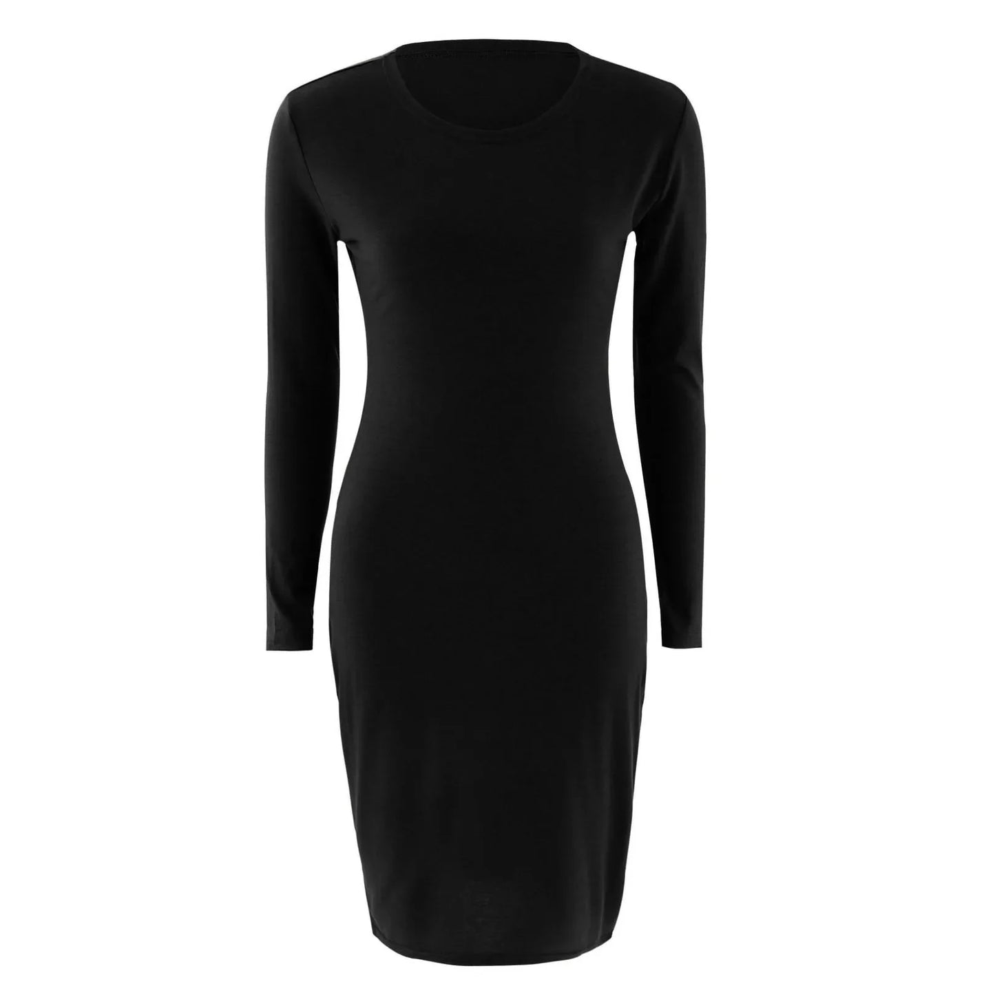 Spring Knitted Cotton Gray Casual Long Sleeve Bodycon Dress