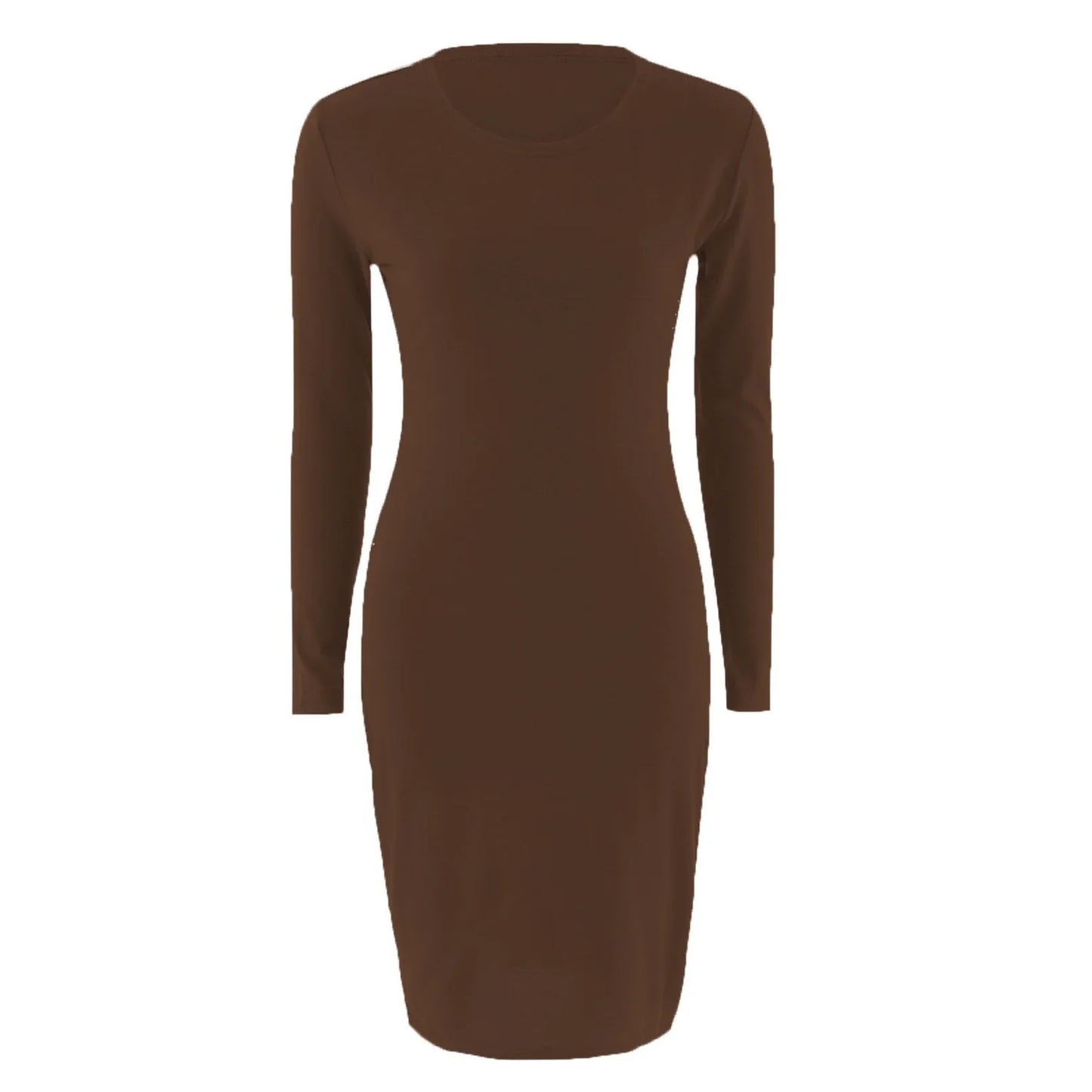 Spring Knitted Cotton Gray Casual Long Sleeve Bodycon Dress