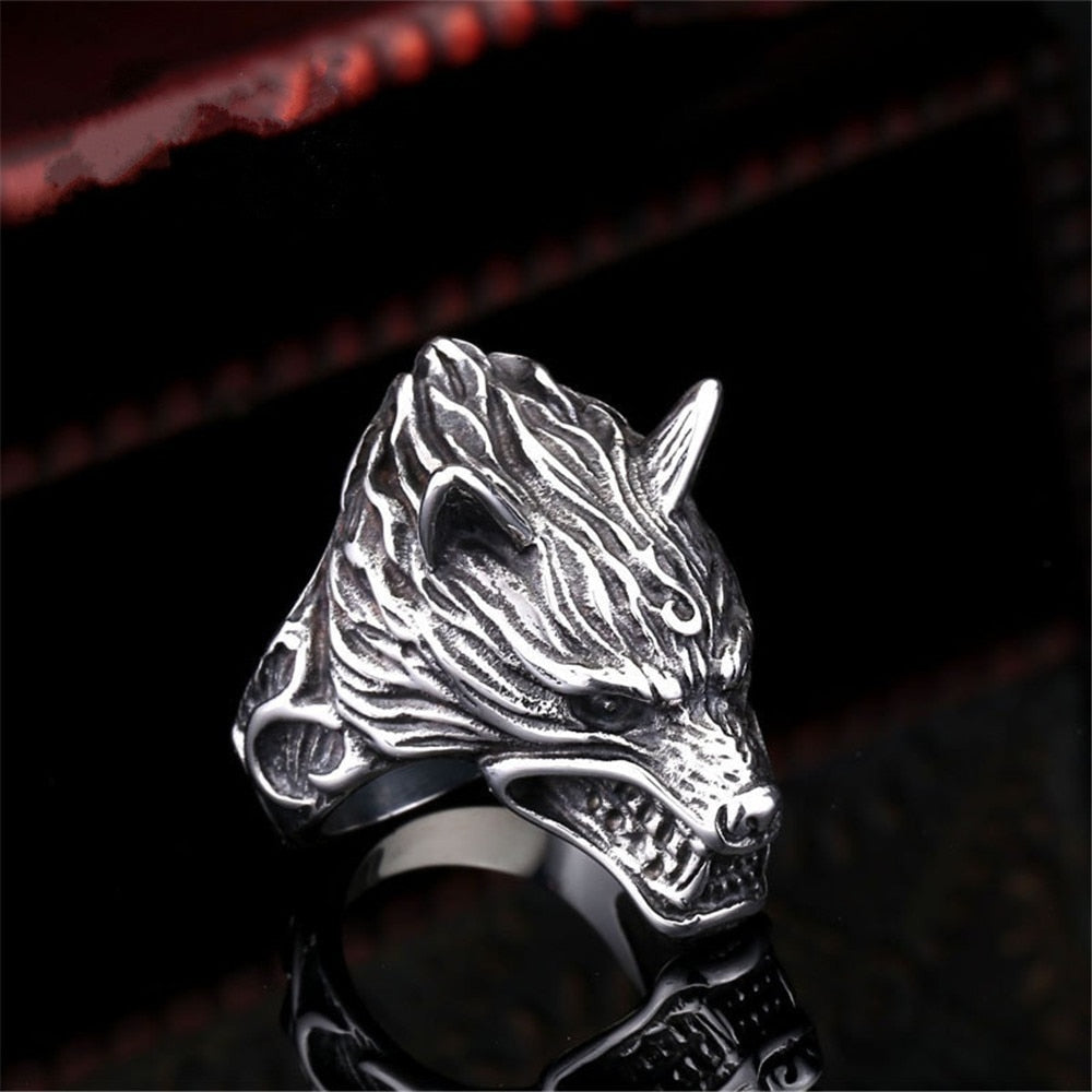 Barking Wolf Head Ring
