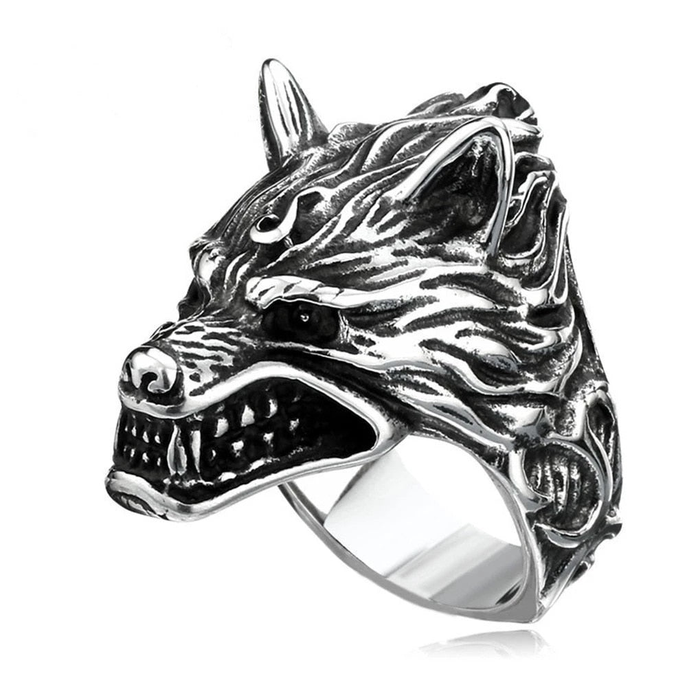Barking Wolf Head Ring