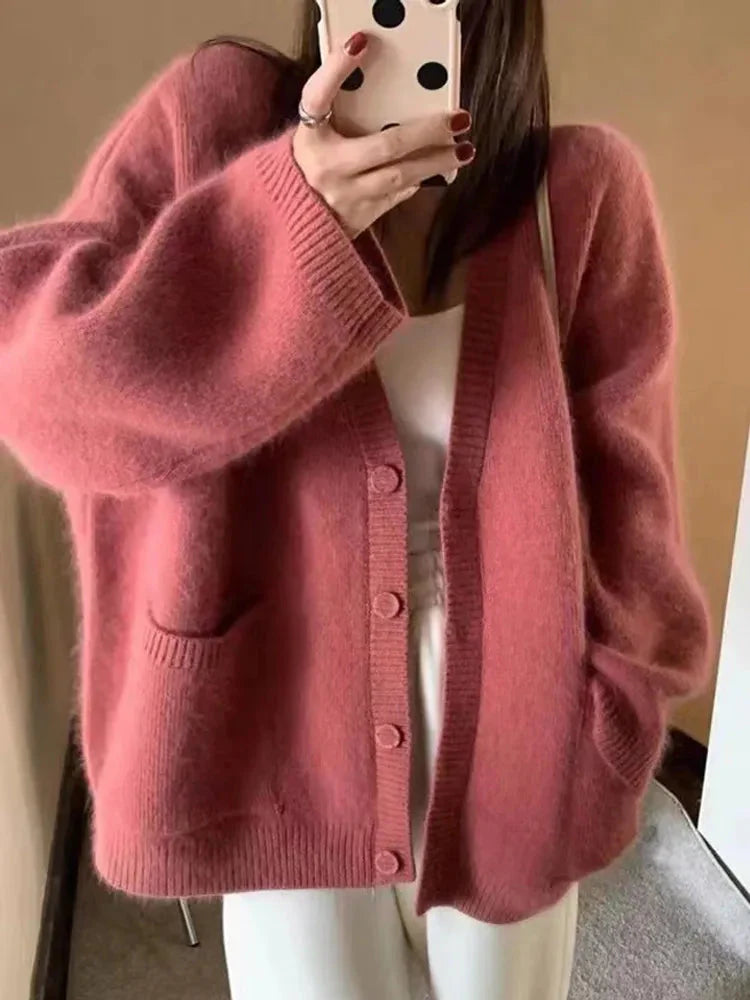Basic Solid Color Boxy Knit Cardigan - 6 Colors