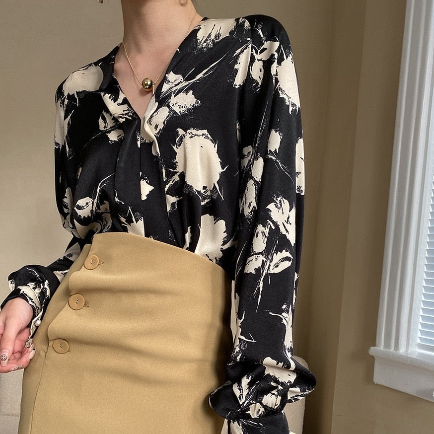 Bianca Black Floral Print Blouse - 3 Colors