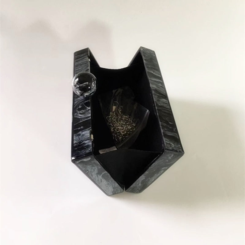 Black Marble Acrylic Evening Box Clutch