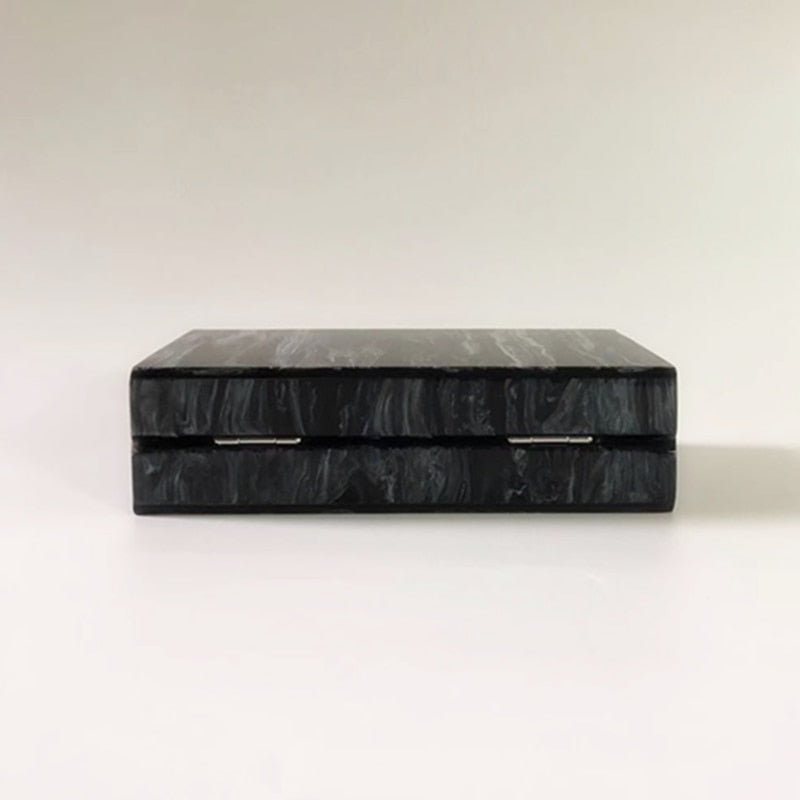 Black Marble Acrylic Evening Box Clutch