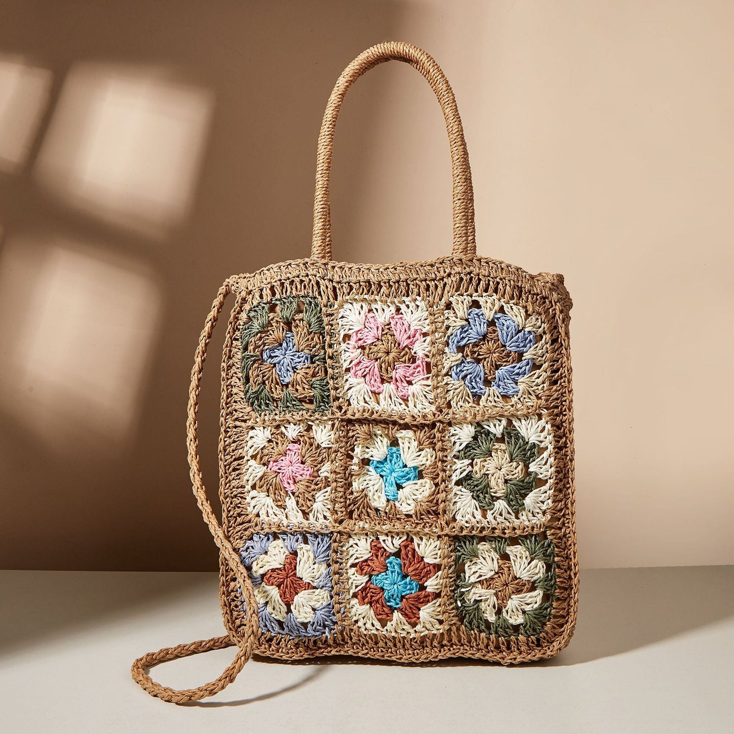 Bohemian Crochet Look Straw Totes