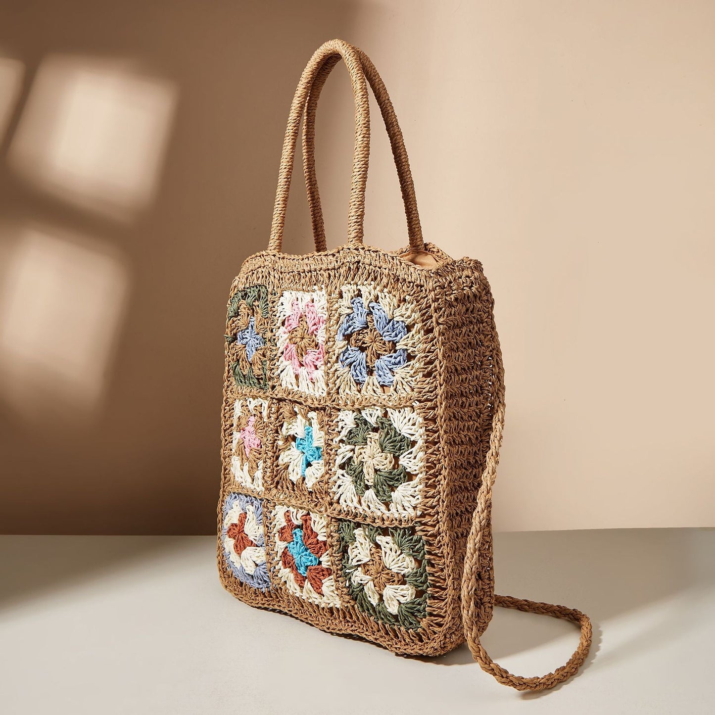 Bohemian Crochet Look Straw Totes
