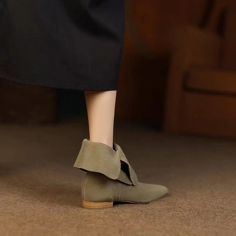 Bow Tie Slouchy Suede Ankle Boots - 2 Colors