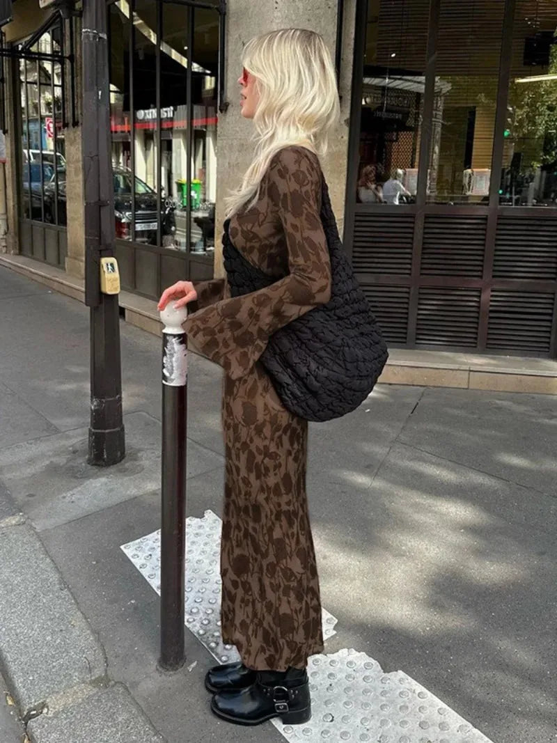 Elegant O-neck High Waist Evening Party Streetwear Maxi Dress