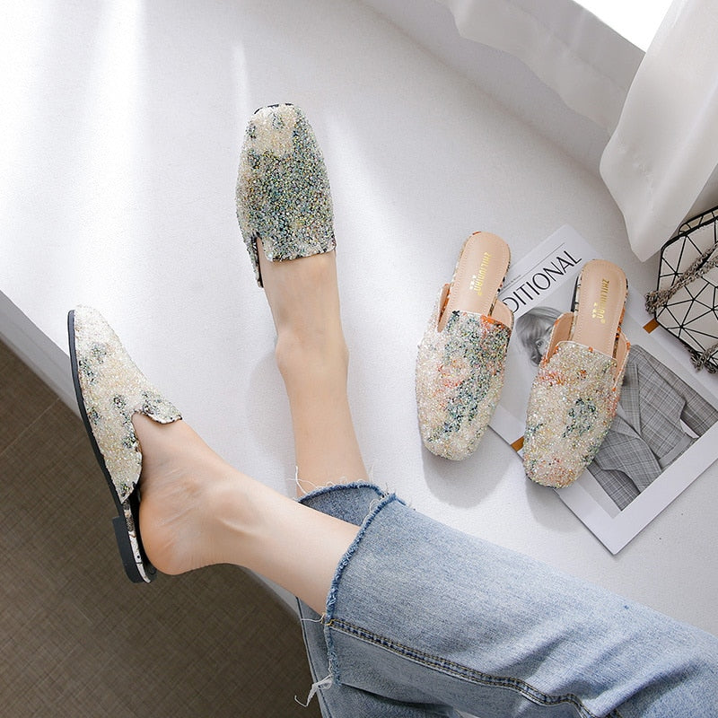 Celeste Coral Reef Sequin Mule Slippers - 2 Colors