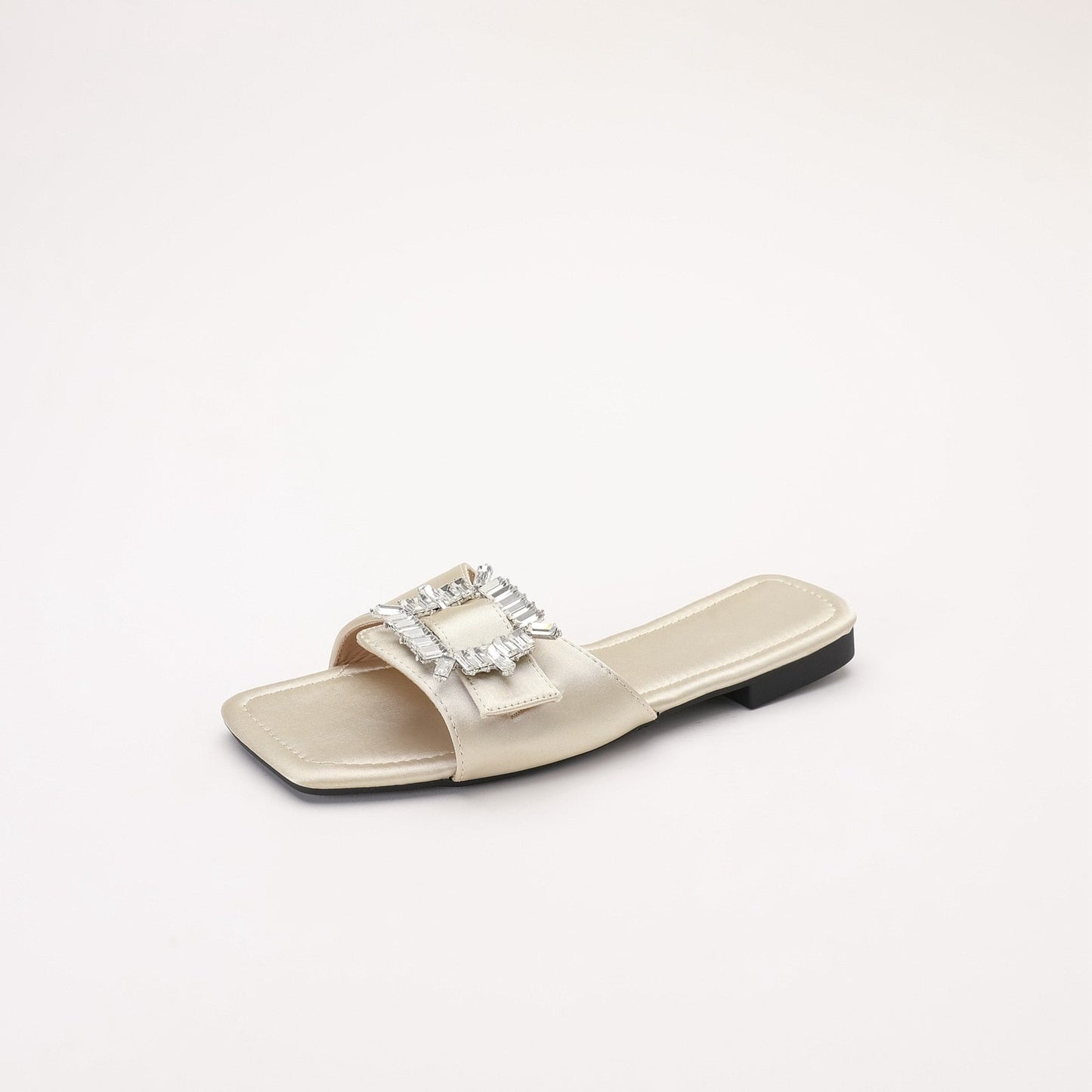 Chaitali Rhinestone Buckled Satin Slippers - 5 Colors