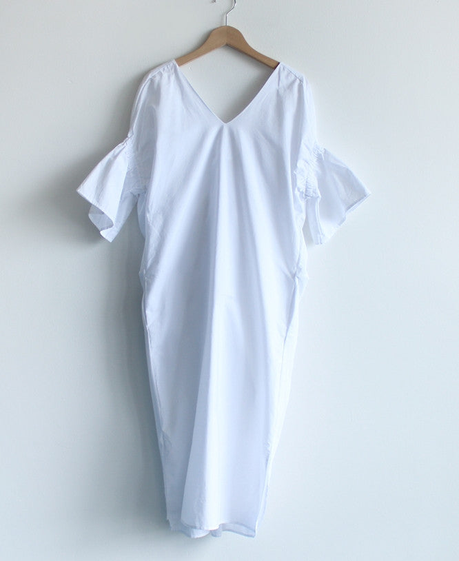 Chic Backless V-neck Dress - Blue or White