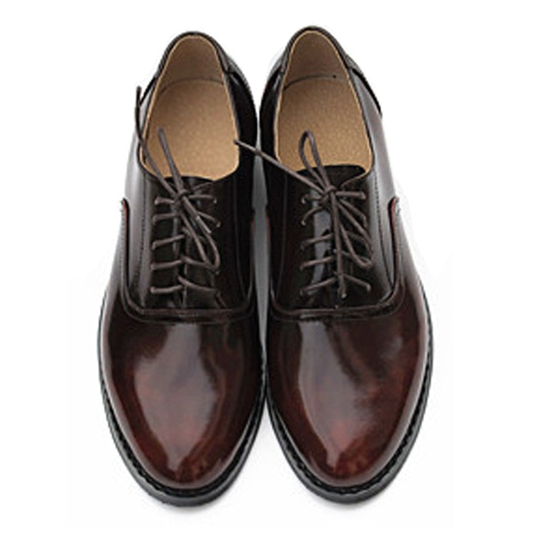 Classic Solid Color Genuine Leather Oxford Brogues - 5 Colors