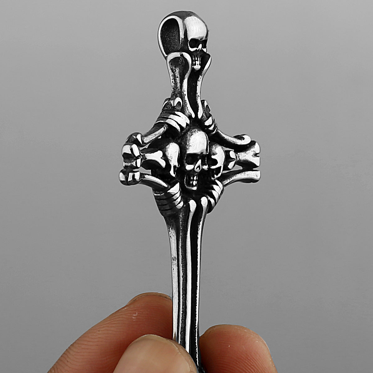 Cross Skeleton Head Bone Necklace