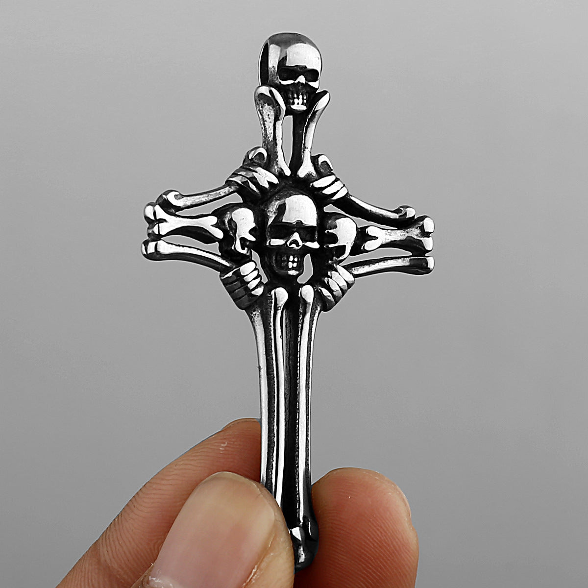 Cross Skeleton Head Bone Necklace
