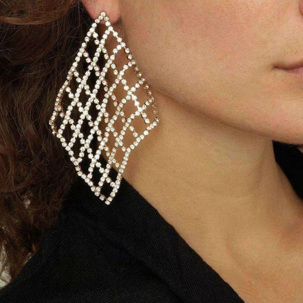 Crystal Chainmail Earrings - Gold or Silver
