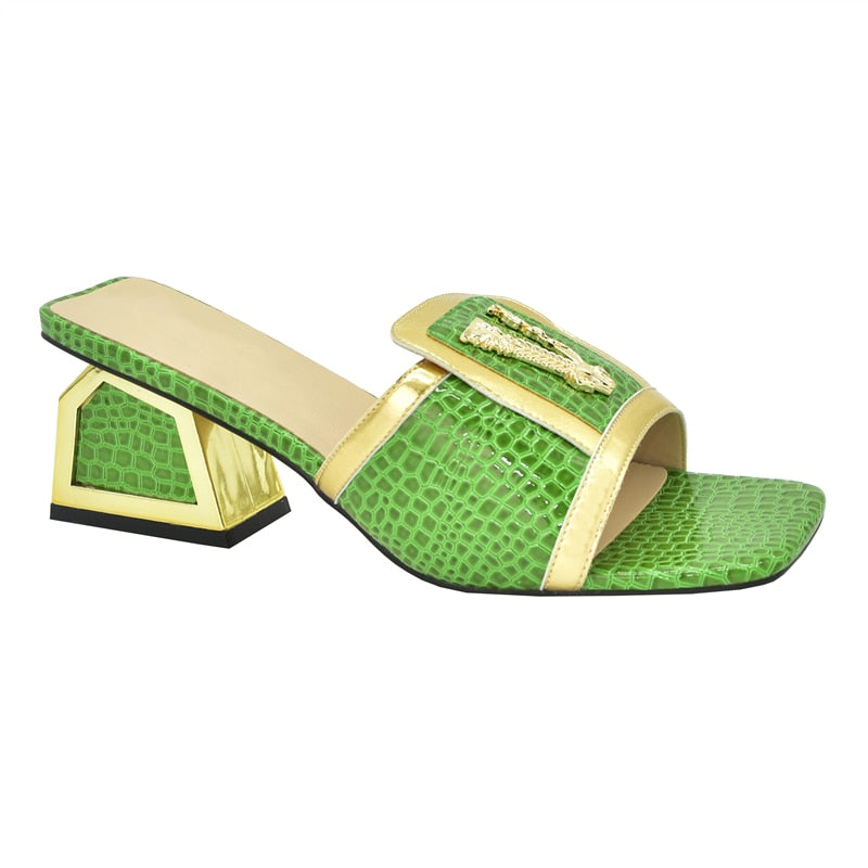 Daphnia Golden V Croco Sandals - 5 Colors