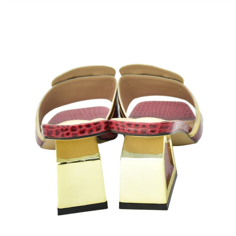 Daphnia Golden V Croco Sandals - 5 Colors