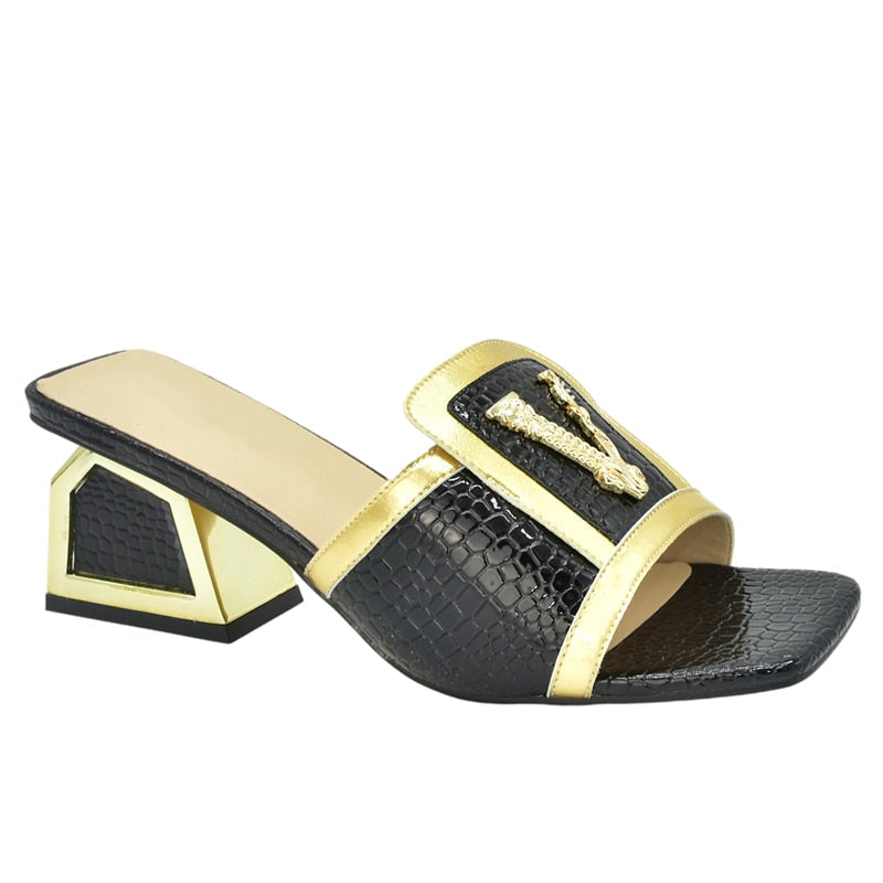 Daphnia Golden V Croco Sandals - 5 Colors