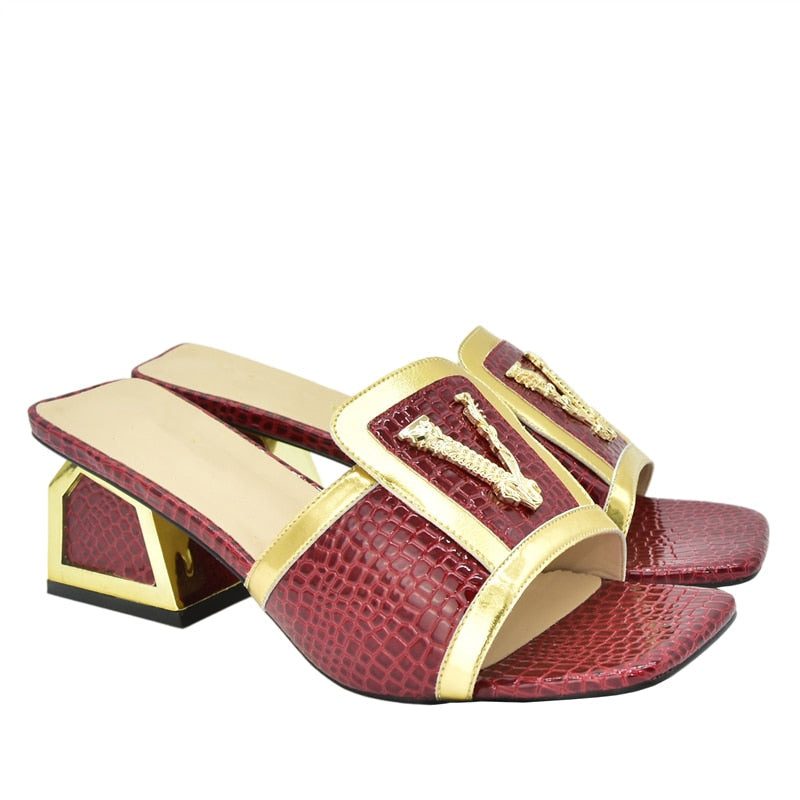 Daphnia Golden V Croco Sandals - 5 Colors