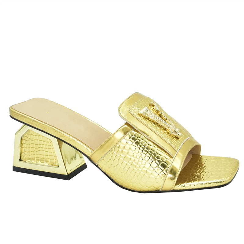 Daphnia Golden V Croco Sandals - 5 Colors