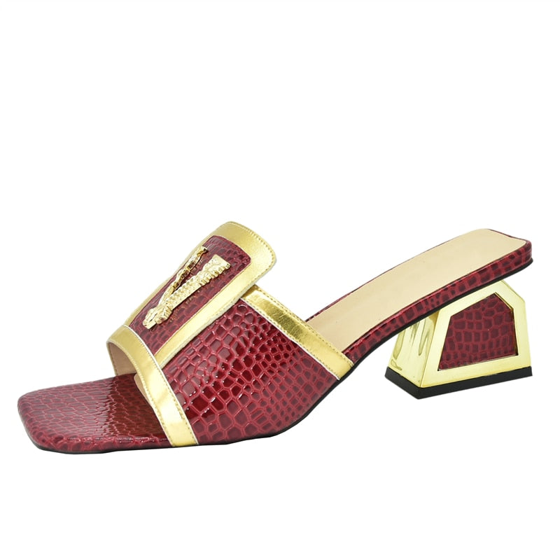 Daphnia Golden V Croco Sandals - 5 Colors