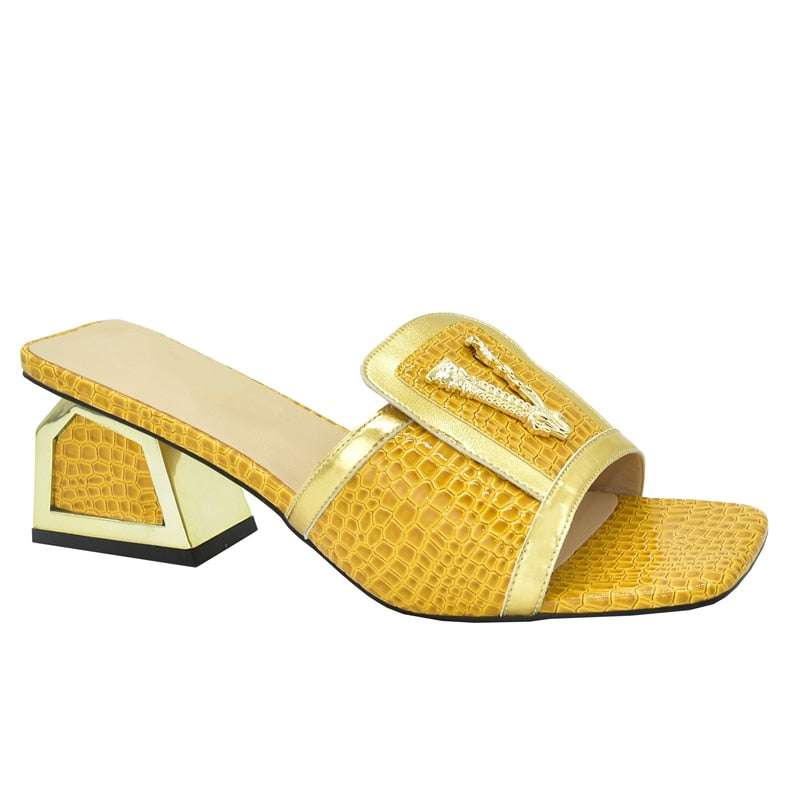 Daphnia Golden V Croco Sandals - 5 Colors