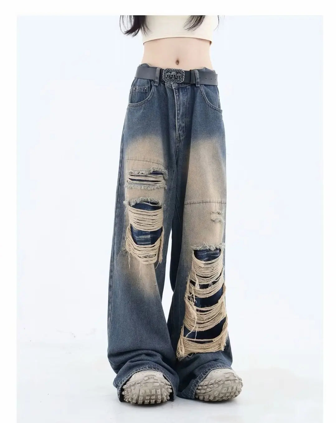 Korean Streetwear Gyaru Kpop Hippie Baggy Denim Women's Jeans