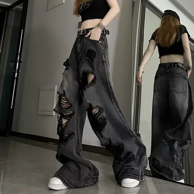 Korean Streetwear Gyaru Kpop Hippie Baggy Denim Women's Jeans