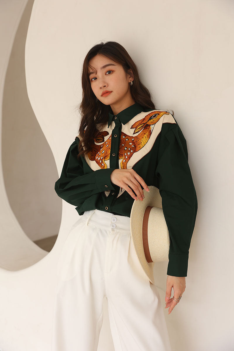 Deer Embroidered Western Shirts - 2 Colors