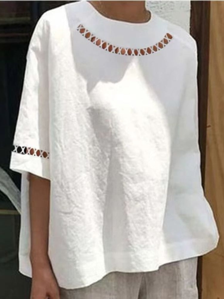 Devie Linen Blend Embroidery Shirt Blouse - 2 Styles