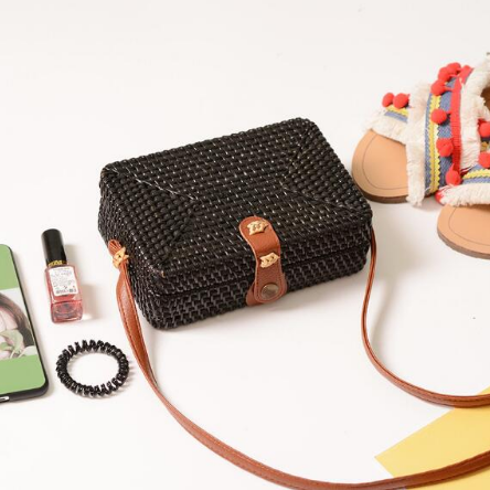 Dewi Square Rattan Mini Shoulder Bag - 2 Colors