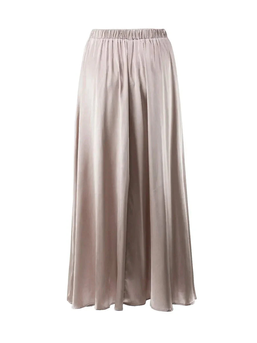 Elegant Satin Flare Maxi Skirts - 3 Colors