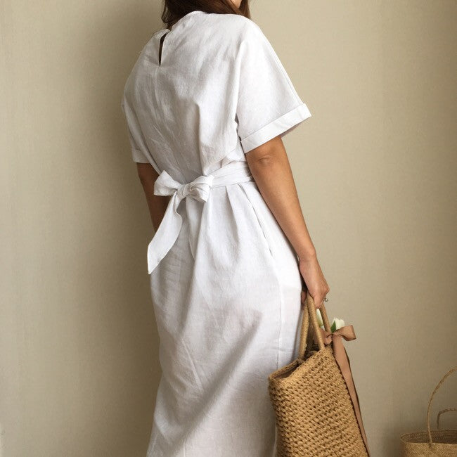 Elegant Twist Tie Waist and Front Slit Midi Dress - 3 Colors