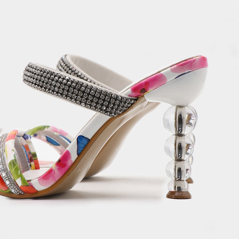 Faiza Double Strap Floral High Heel Sandals - 4 Colors