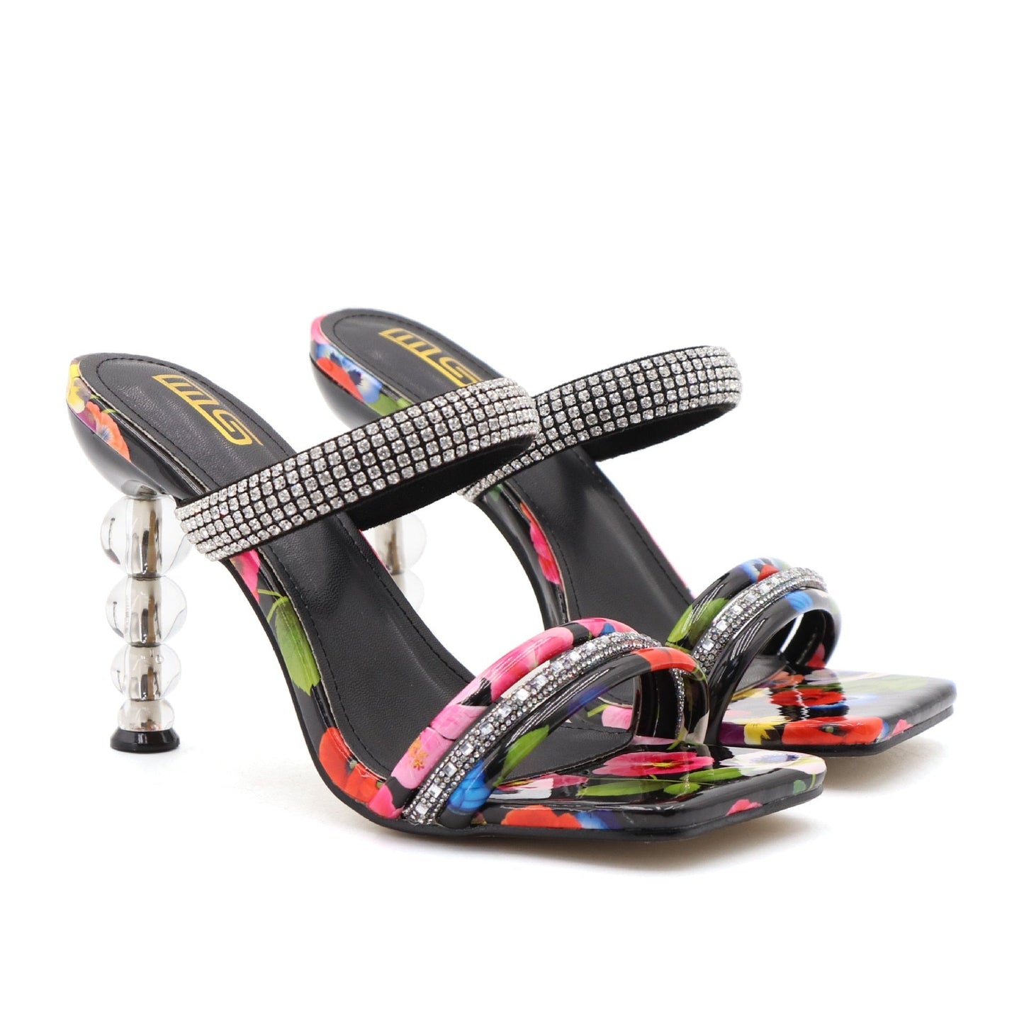 Faiza Double Strap Floral High Heel Sandals - 4 Colors
