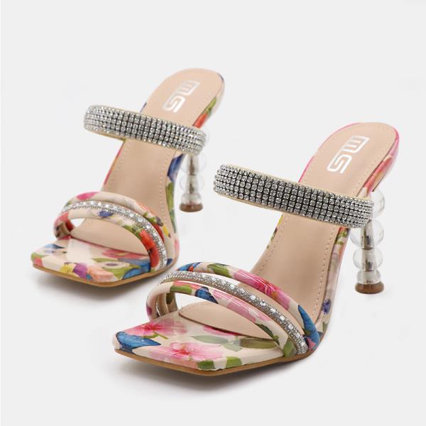 Faiza Double Strap Floral High Heel Sandals - 4 Colors