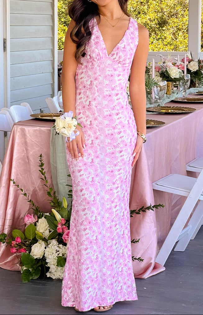 Bianca Pink Lace Maxi Dress