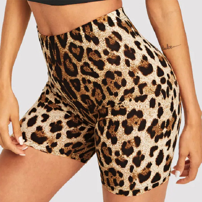 Leopard Print Fitness Shorts